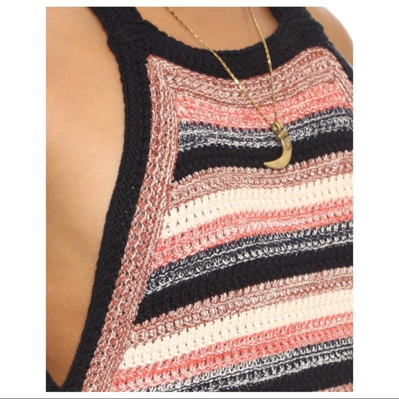 NEW FREE PEOPLE STRIPED CROCHET MINI DRESS - Picture 3 of 9